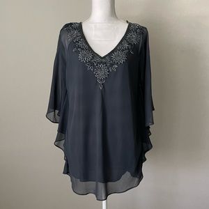 NWT, Adrianna Papell Evening Essentials.  Butterfly top with beads.